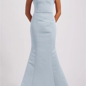 Amsale Strapless Light Blue Dress